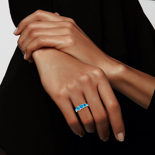 Neon Apatite & Teal Kyanite Ring with White Diamond in Platinum 950 1.99cts.