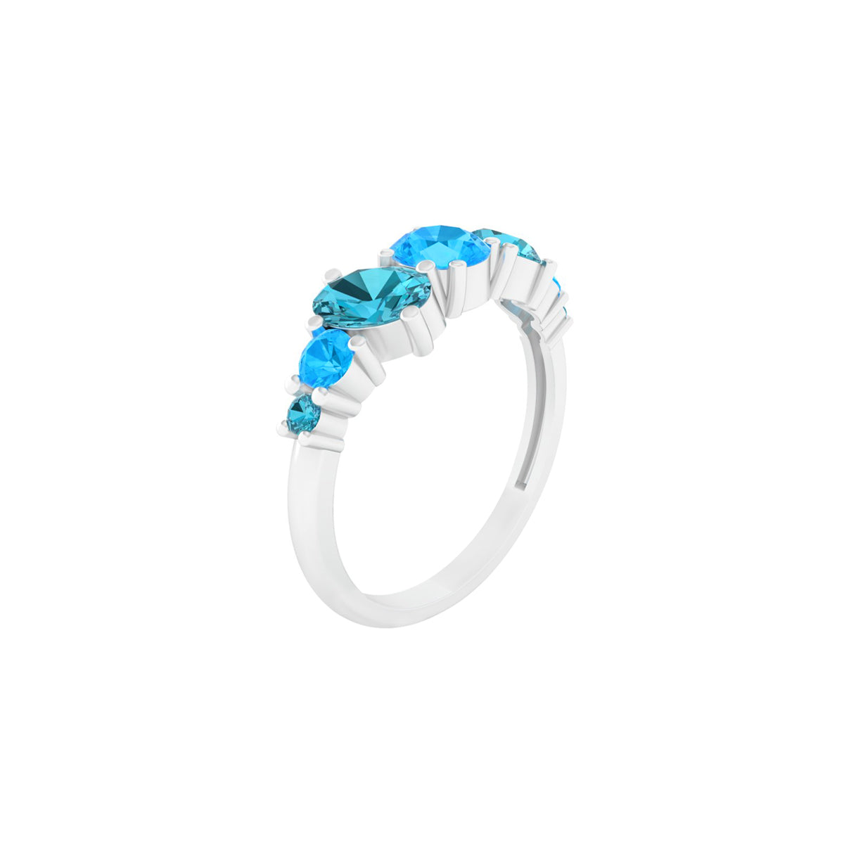 Neon Apatite & Teal Kyanite Ring with White Diamond in Platinum 950 1.99cts.