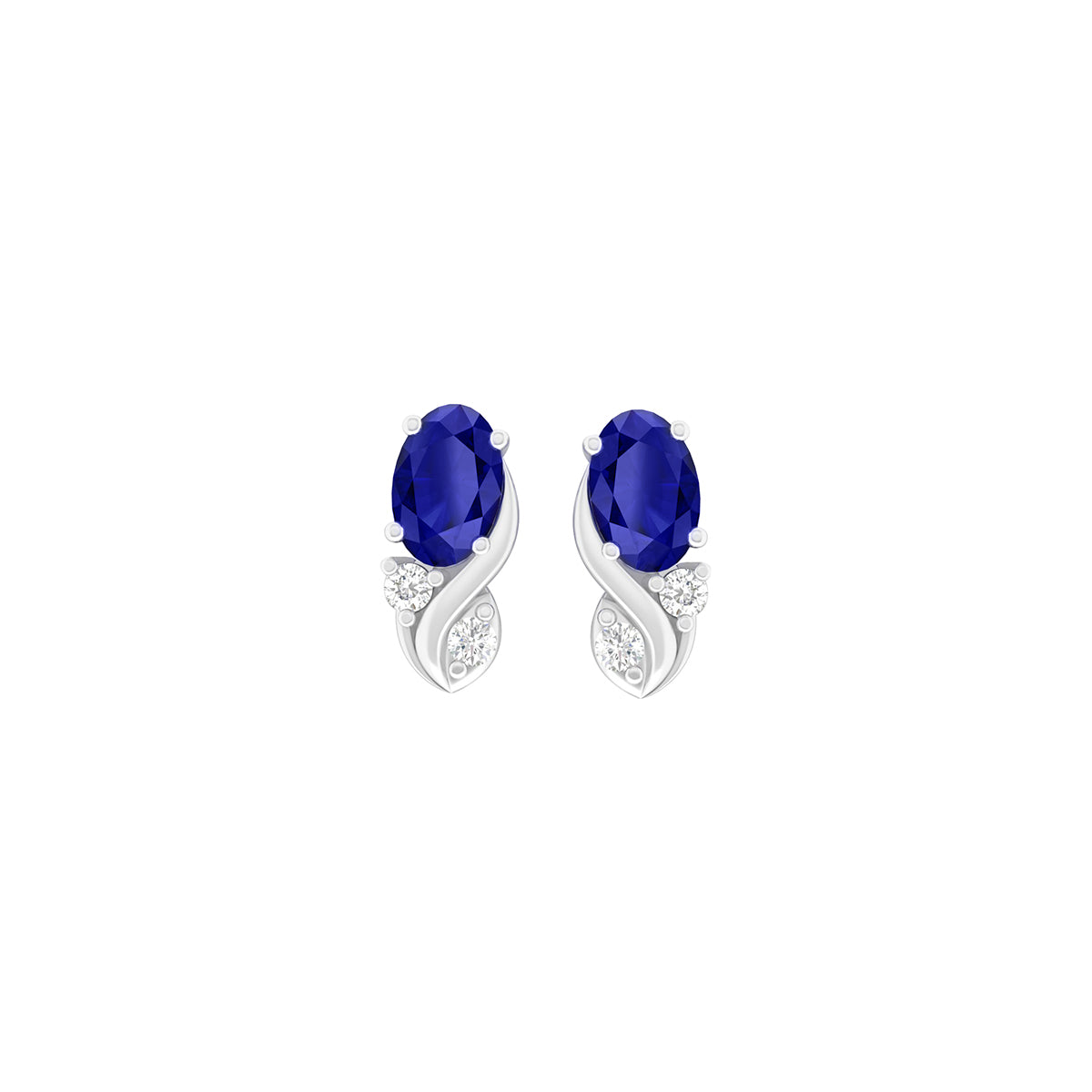Blue Kyanite Earrings with White Diamond in Platinum 950 1.40cts.
