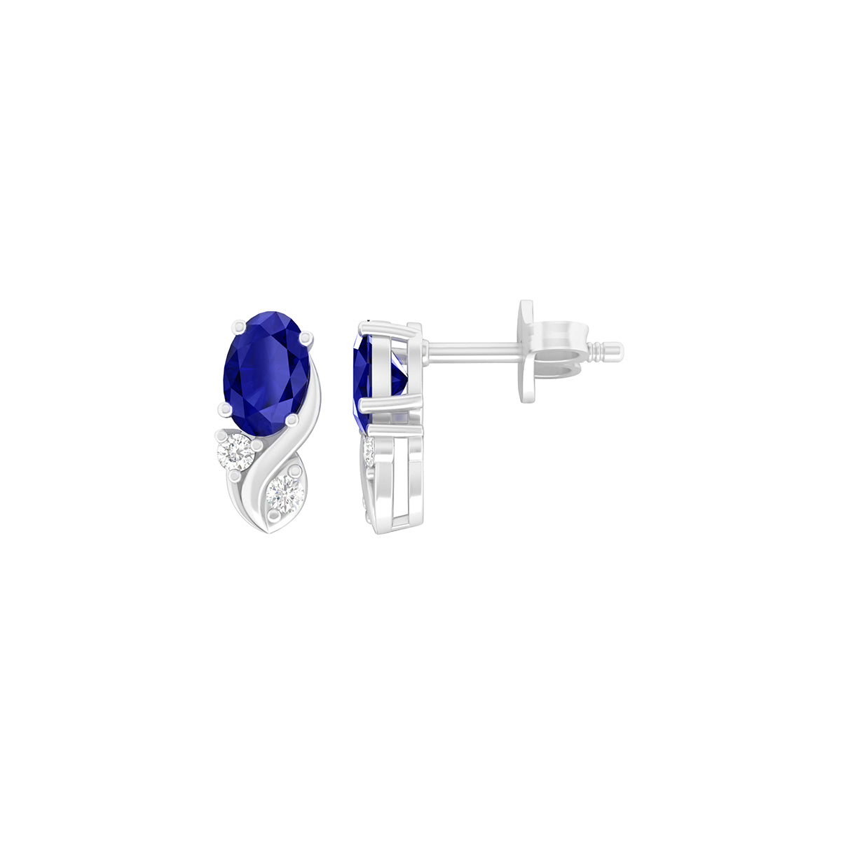 Blue Kyanite Earrings with White Diamond in Platinum 950 1.40cts.