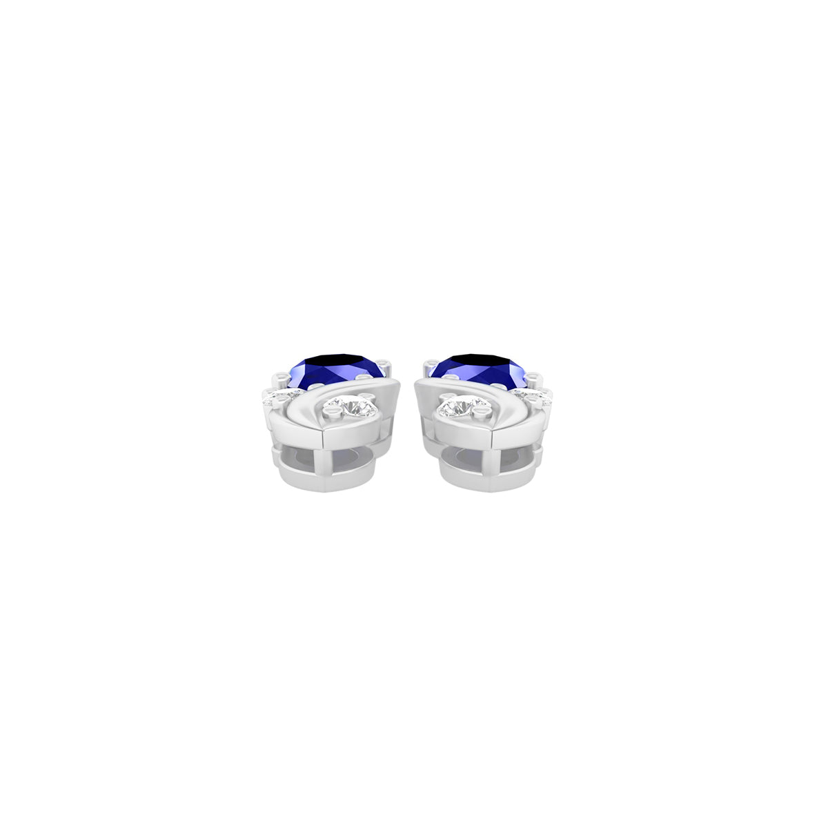 Blue Kyanite Earrings with White Diamond in Platinum 950 1.40cts.