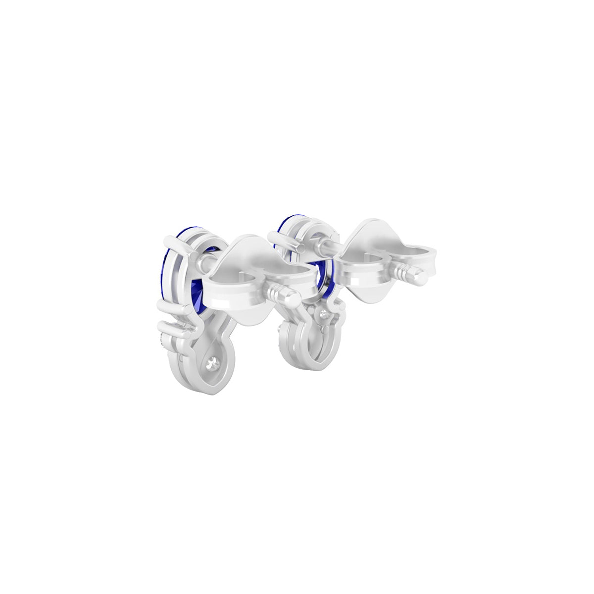 Blue Kyanite Earrings with White Diamond in Platinum 950 1.40cts.