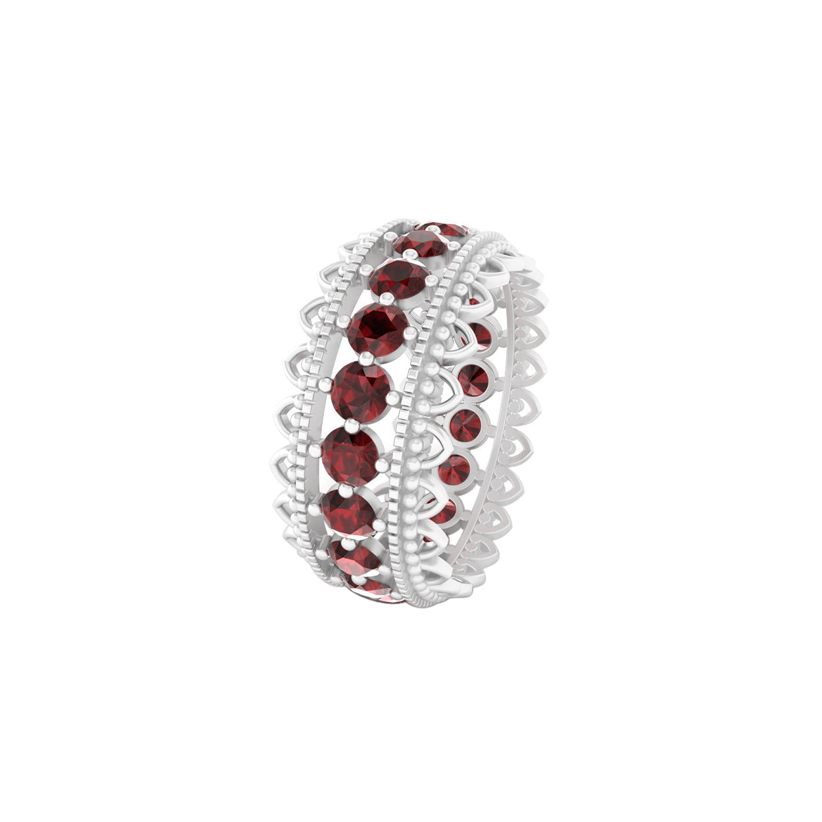 Platinum 950 with Red Garnet Ring 2.90cts