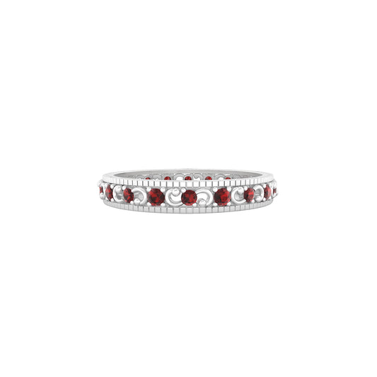 Platinum 950 with Red Garnet Ring 0.57cts