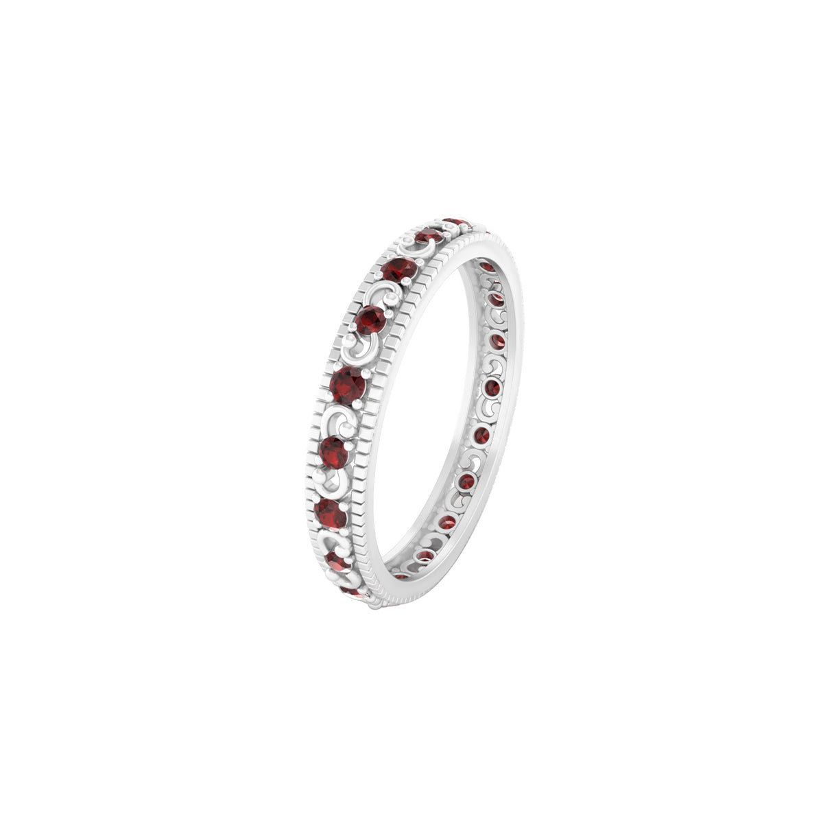 Platinum 950 with Red Garnet Ring 0.57cts