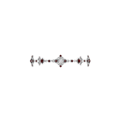 Red Garnet Bracelet with White Diamond in Platinum 950 2.12cts.
