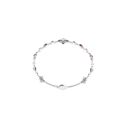 Red Garnet Bracelet with White Diamond in Platinum 950 2.12cts.