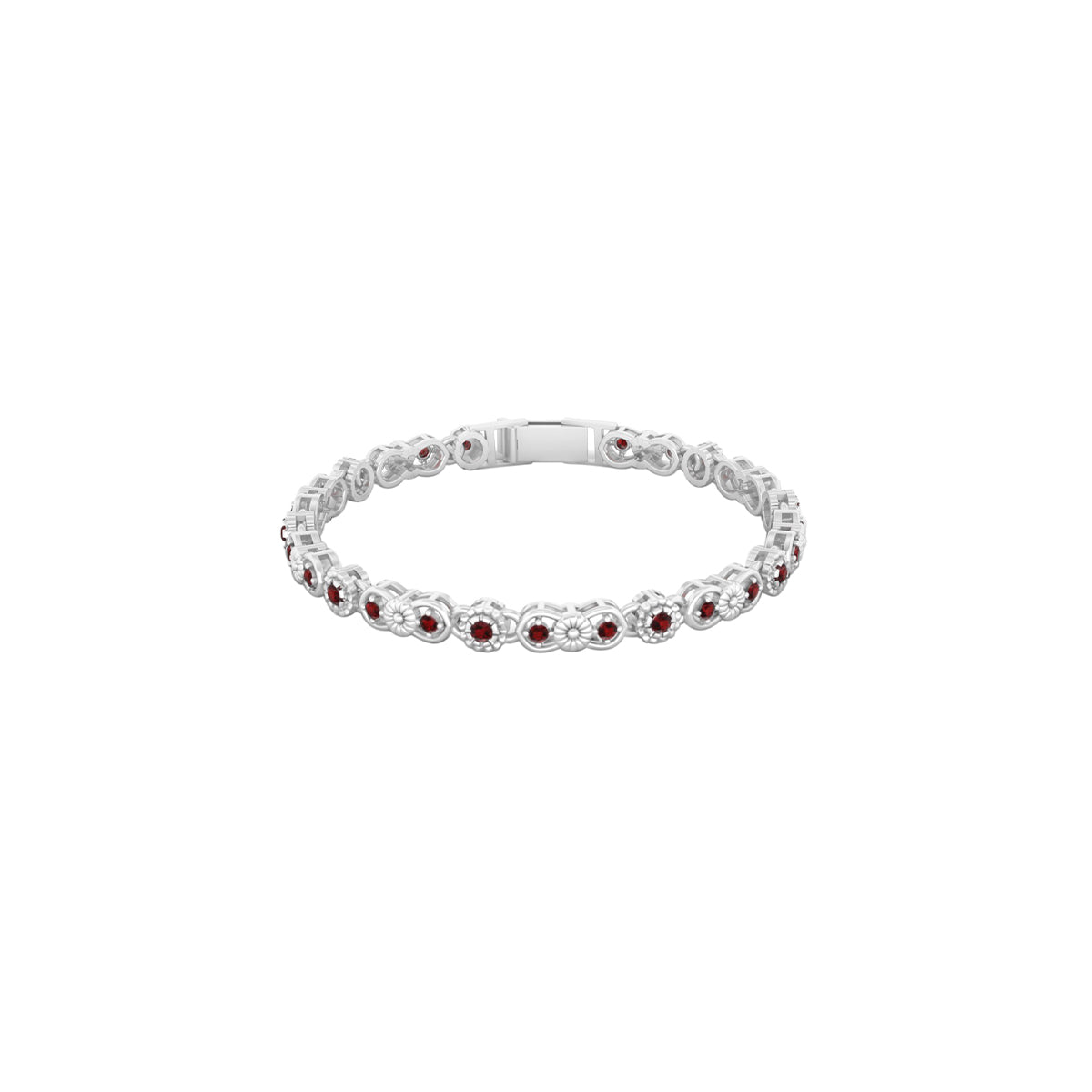 Platinum 950 with Red Garnet Bracelet 0.99cts