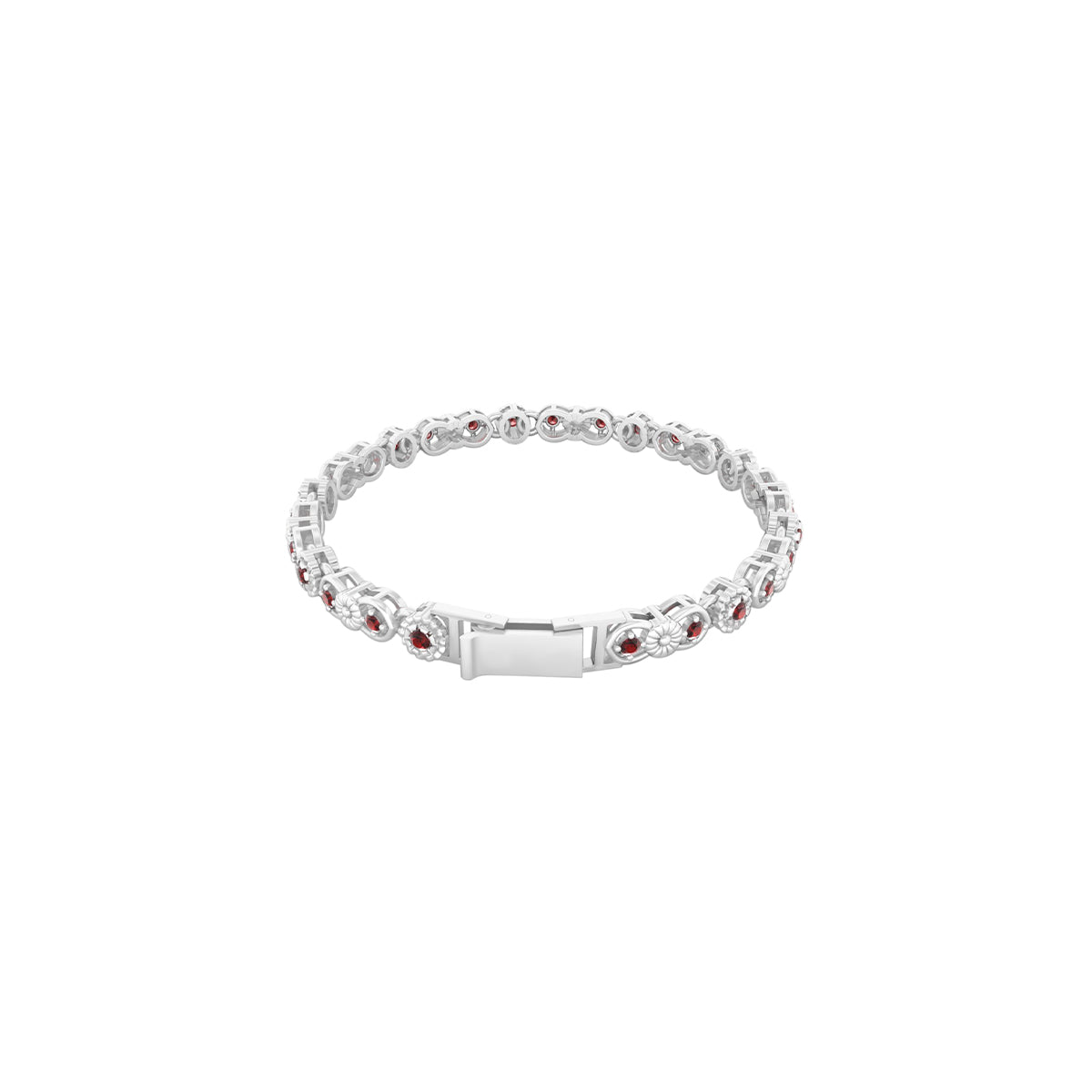 Platinum 950 with Red Garnet Bracelet 0.99cts