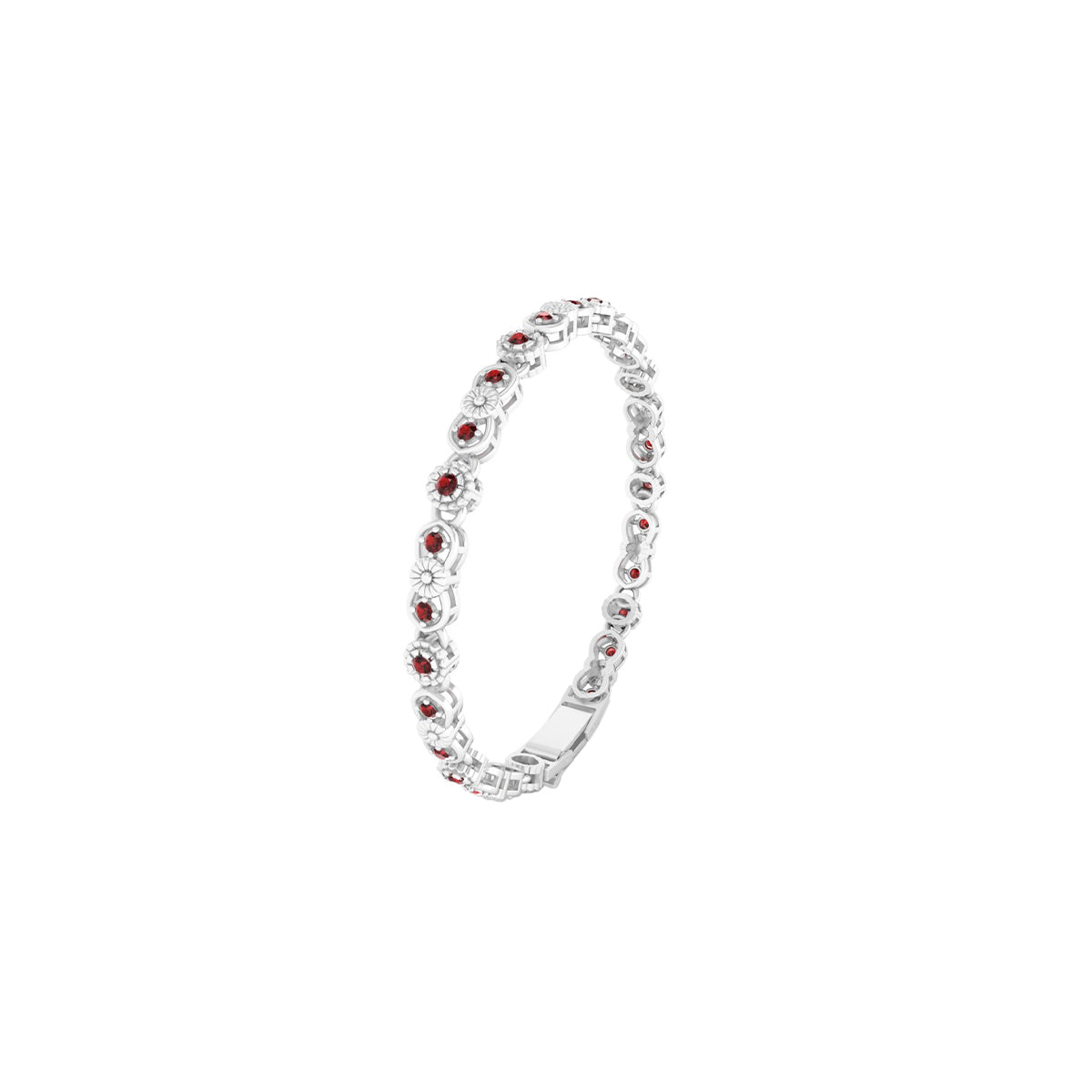 Platinum 950 with Red Garnet Bracelet 0.99cts