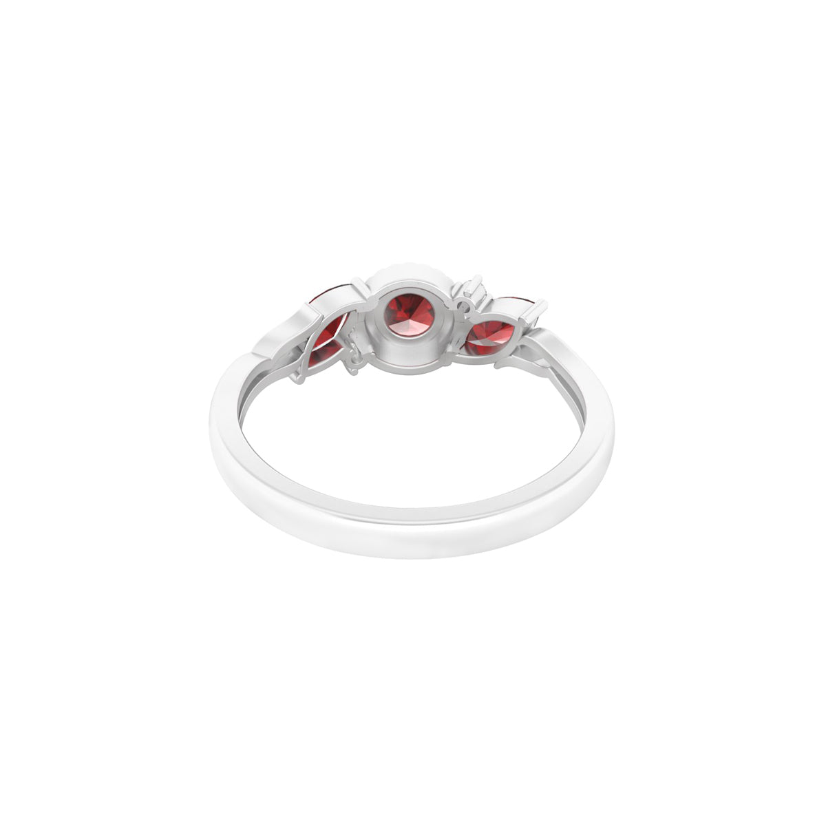 Red Garnet Ring with White Diamond in Platinum 950  1.03cts.