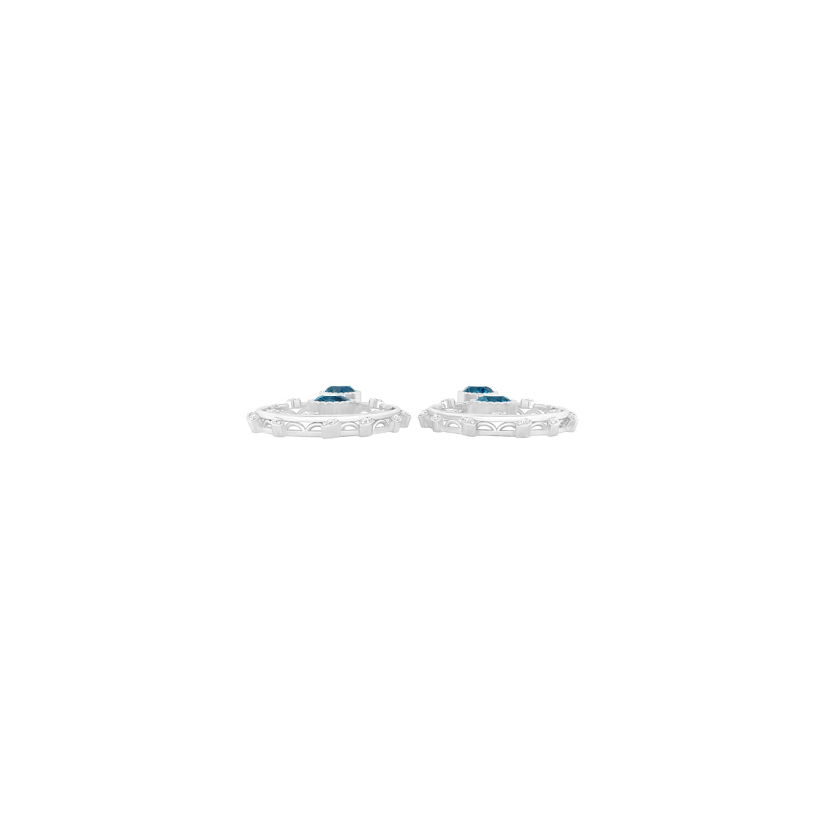 London Blue Topaz Earrings with White Diamond in Platinum 950  3.60cts.