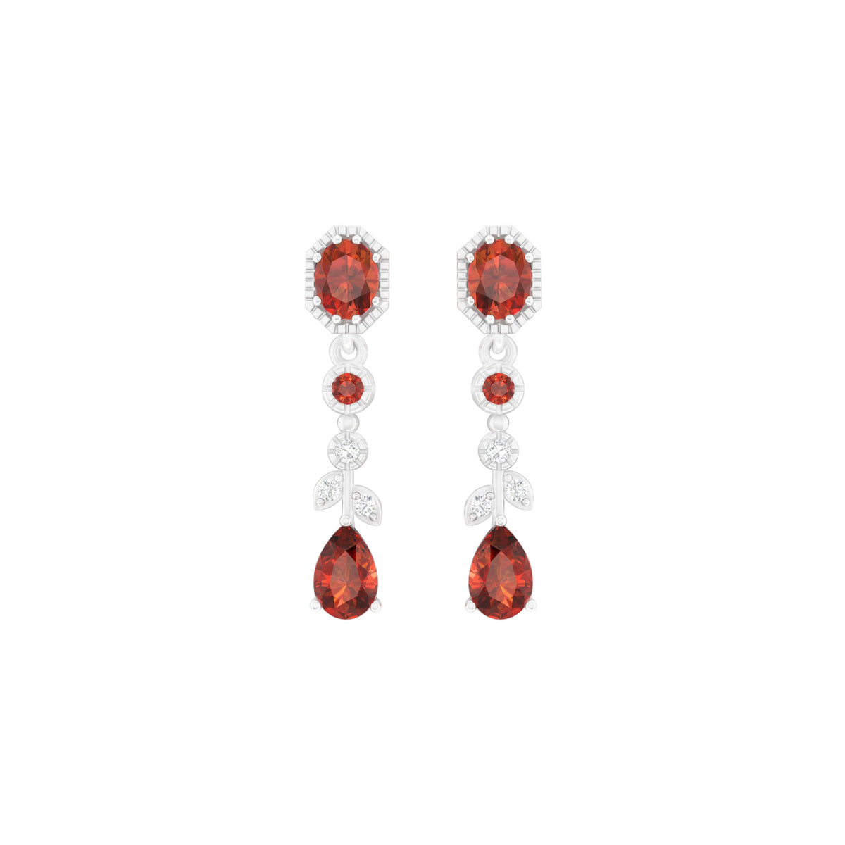 Madeira Citrine Earrings with White Diamond in Platinum 950  1.71cts.