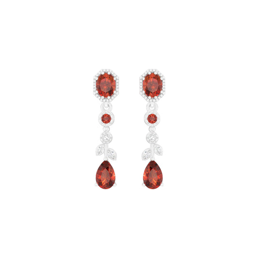 Madeira Citrine Earrings with White Diamond in Platinum 950  1.71cts.
