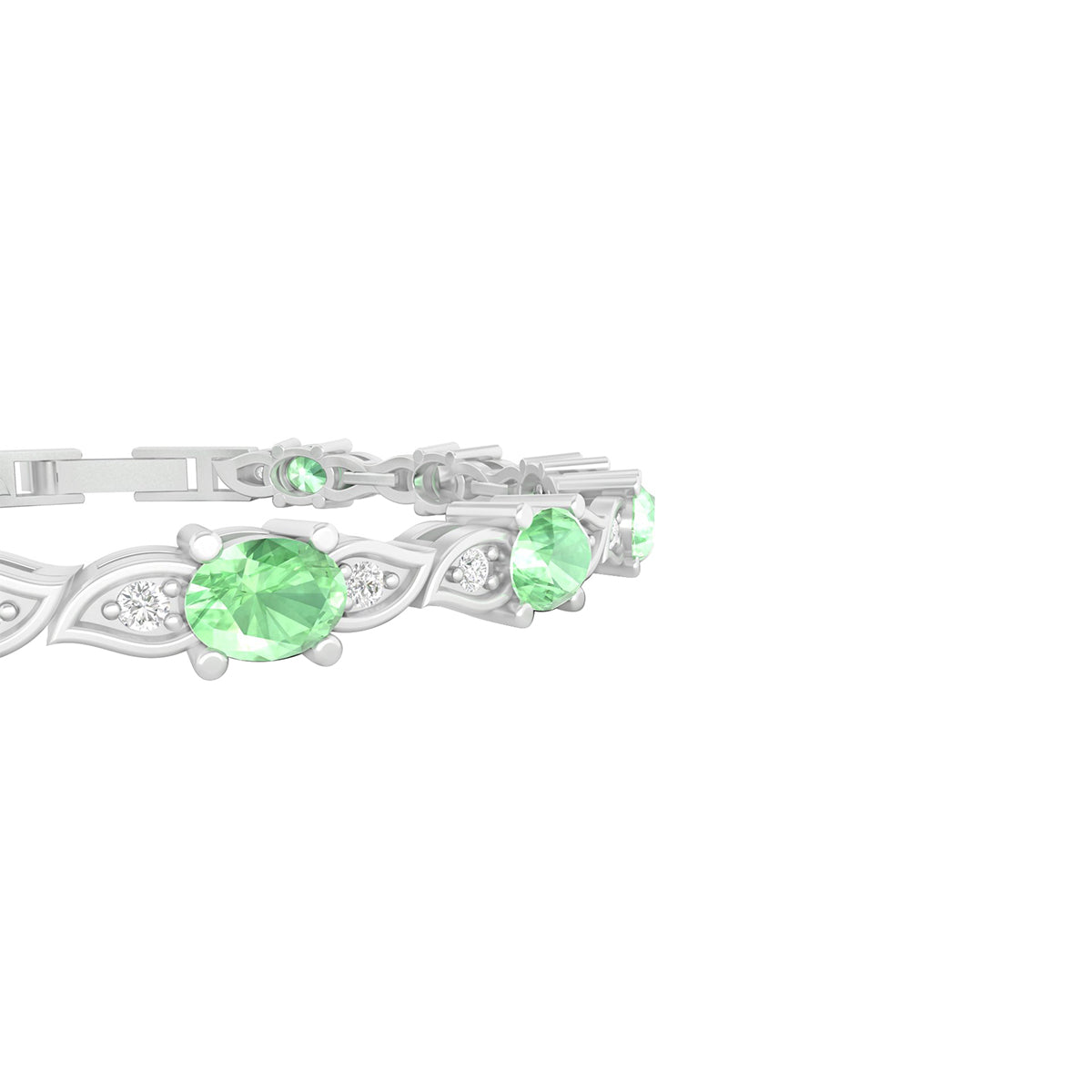 Green Kyanite Bracelet with White Diamond in Platinum 950 5.51cts.
