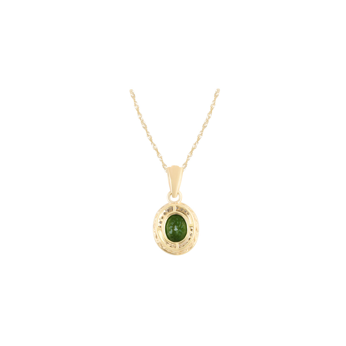 Chrome Diopside Pendant with White Diamond in 14KT Gold 2.68cts.