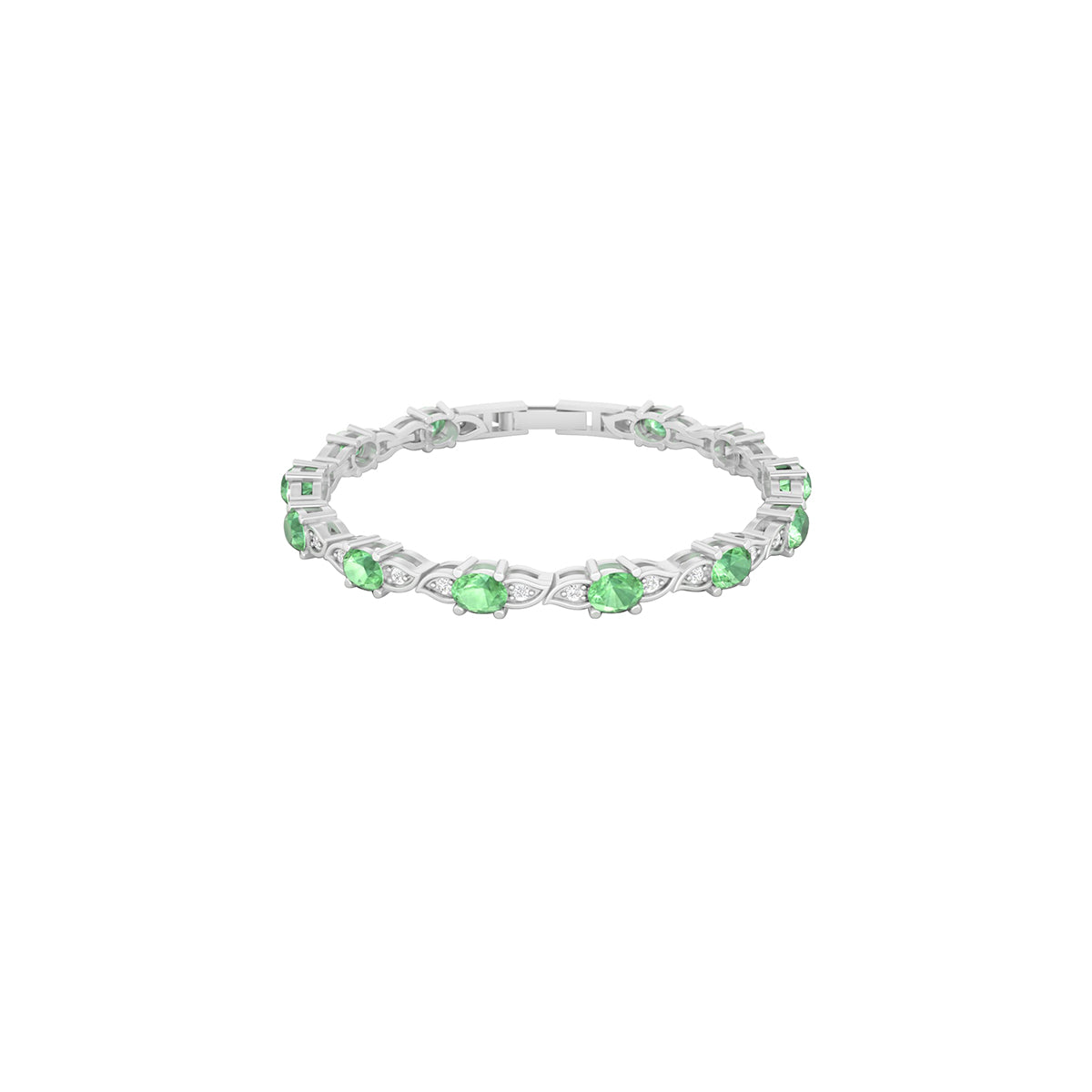 Green Kyanite Bracelet with White Diamond in Platinum 950 5.51cts.