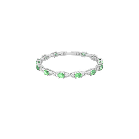 Green Kyanite Bracelet with White Diamond in Platinum 950 5.51cts.