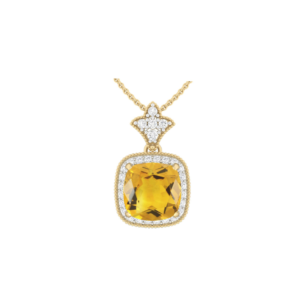 Citrine Pendant with White Diamond in 18Kt Gold 3.20cts