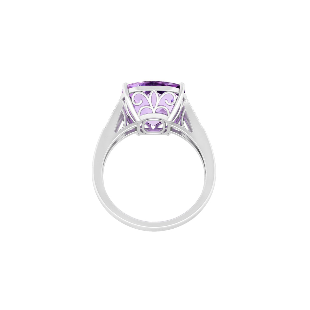 Amethyst Ring with White Diamond in 18Kt White Gold 6.02cts