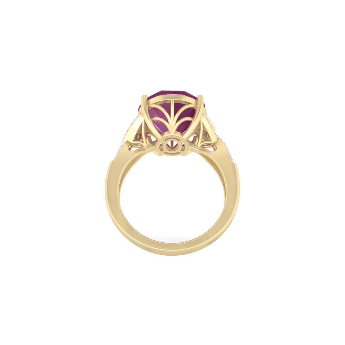 Indian Ruby Ring with White Diamond in 18Kt Gold 7.62cts