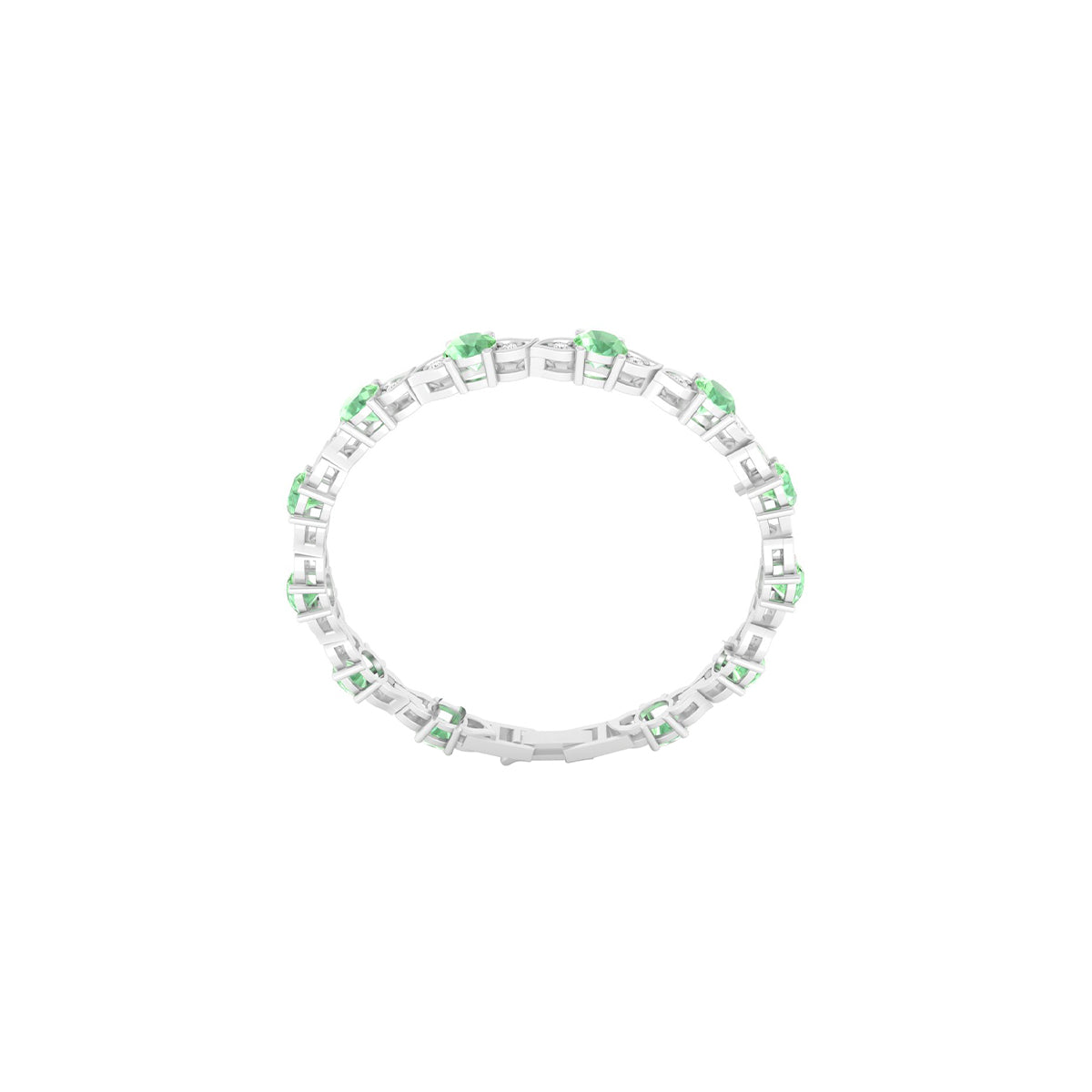 Green Kyanite Bracelet with White Diamond in Platinum 950 5.51cts.
