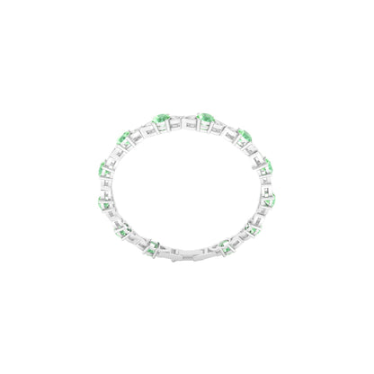 Green Kyanite Bracelet with White Diamond in Platinum 950 5.51cts.