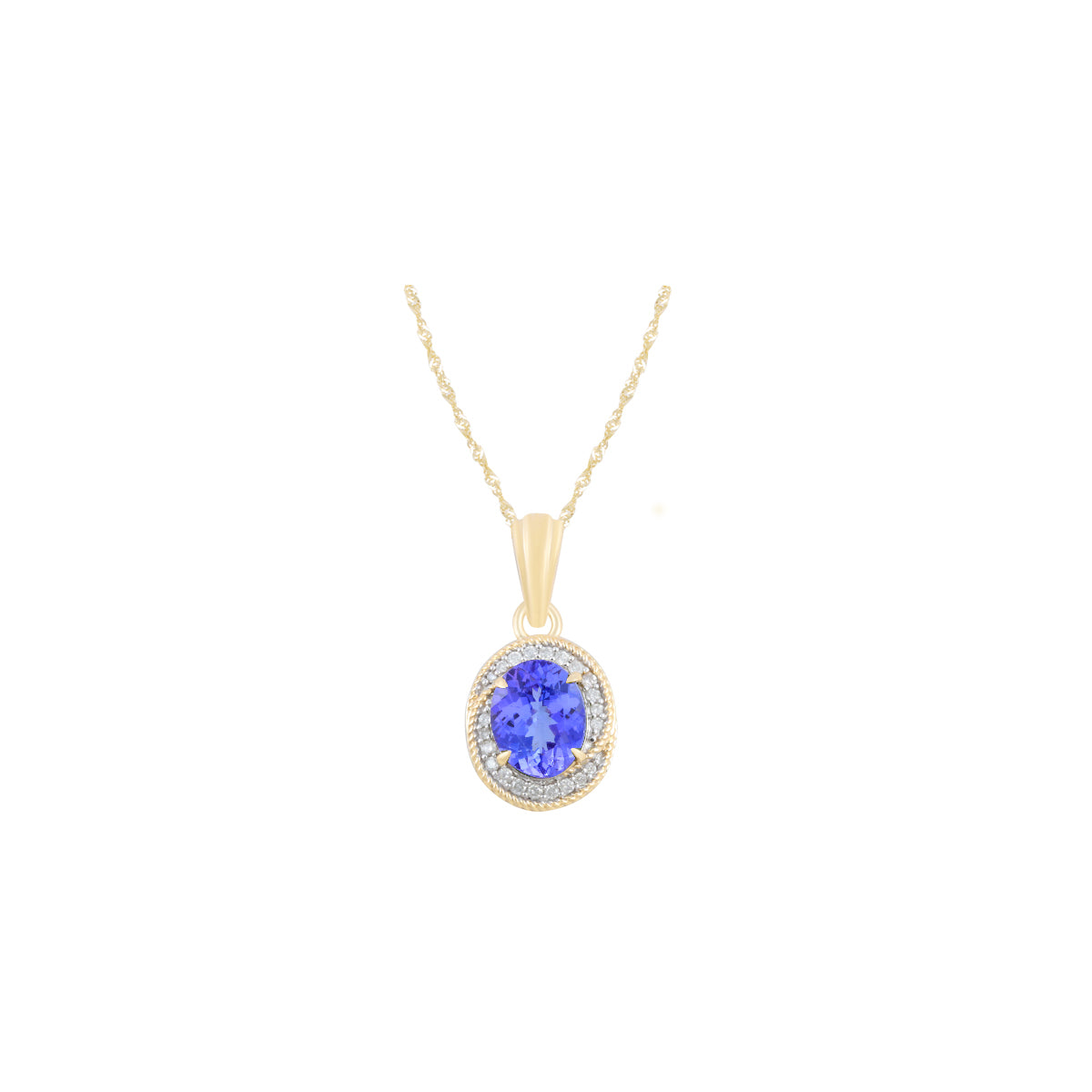 Tanzanite Pendant with White Diamond in 14KT Gold 2.87cts.