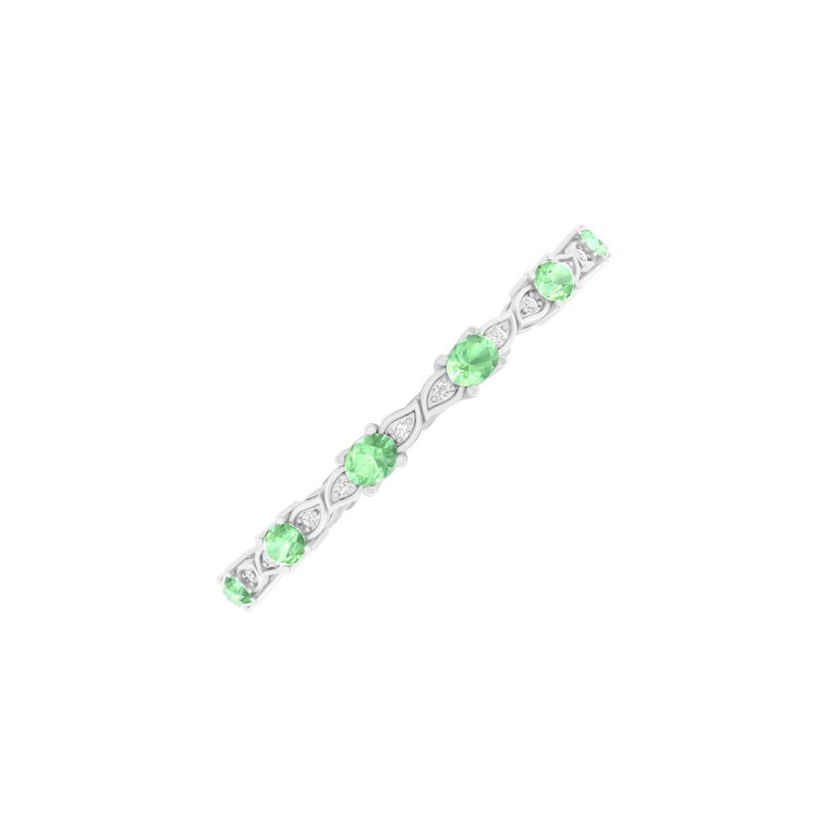 Green Kyanite Bracelet with White Diamond in Platinum 950 5.51cts.