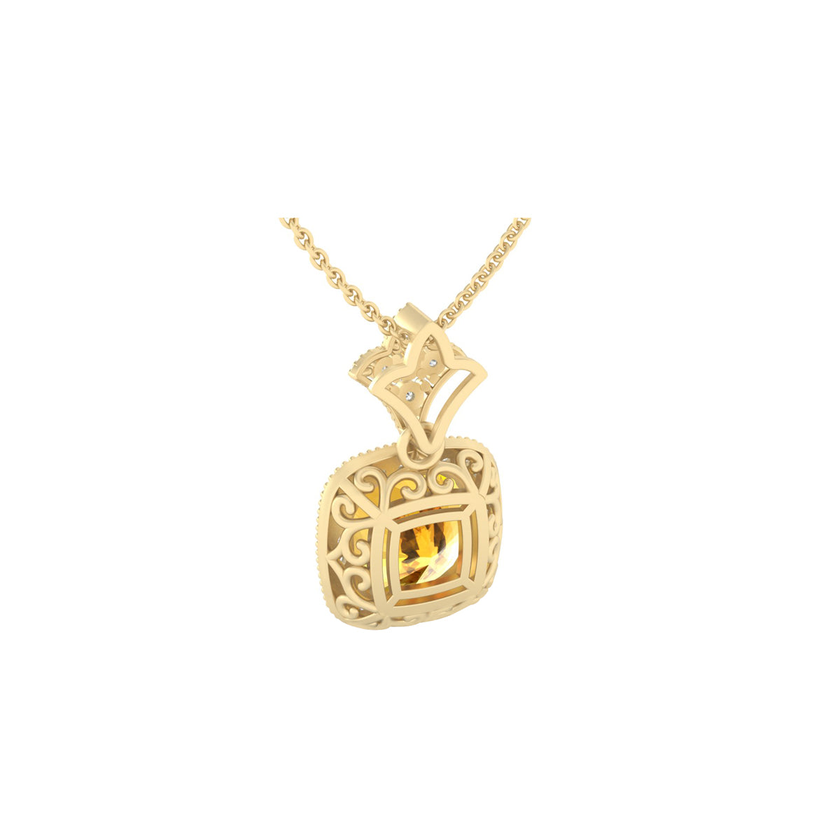 Citrine Pendant with White Diamond in 18Kt Gold 3.20cts
