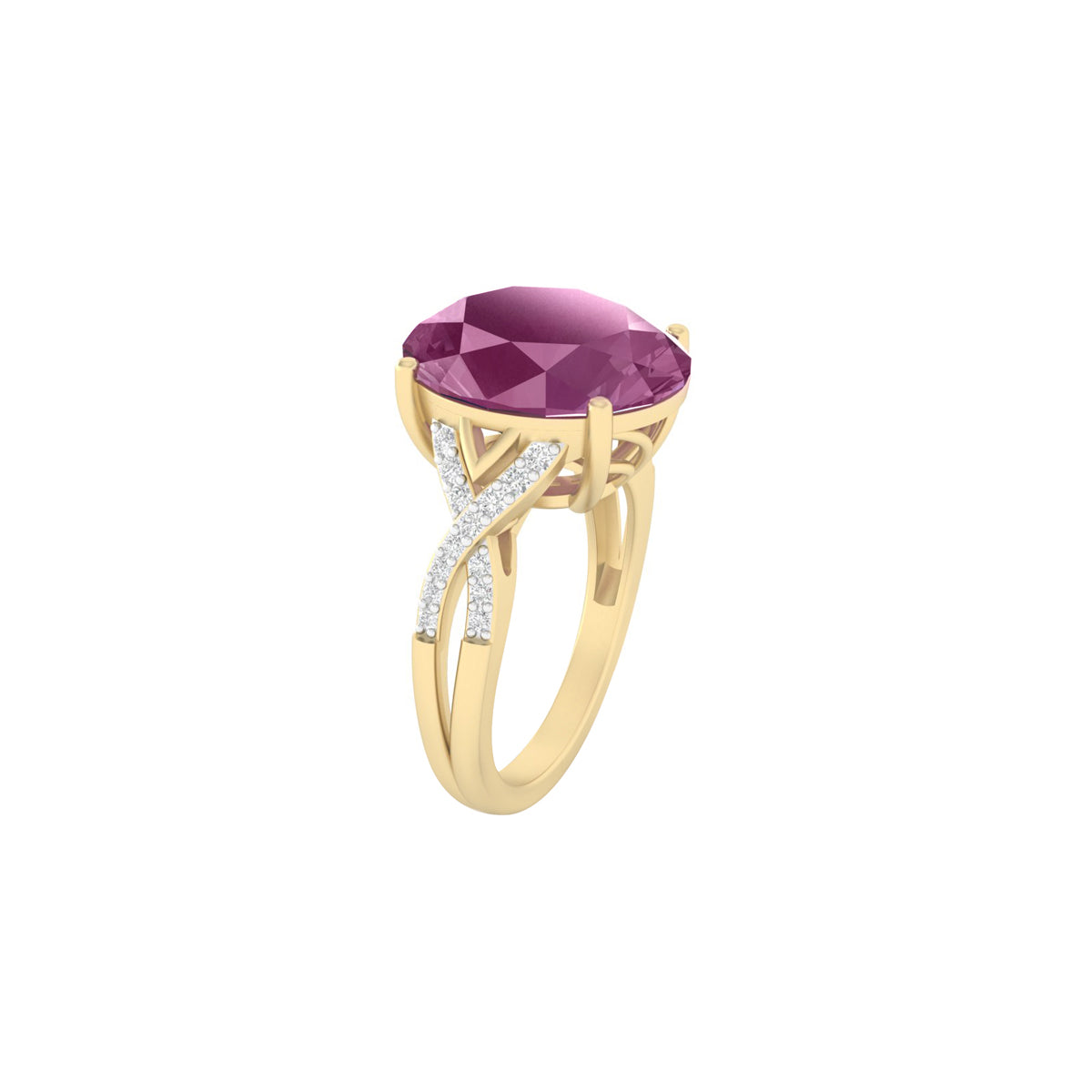 Indian Ruby Ring with White Diamond in 18Kt Gold 7.62cts