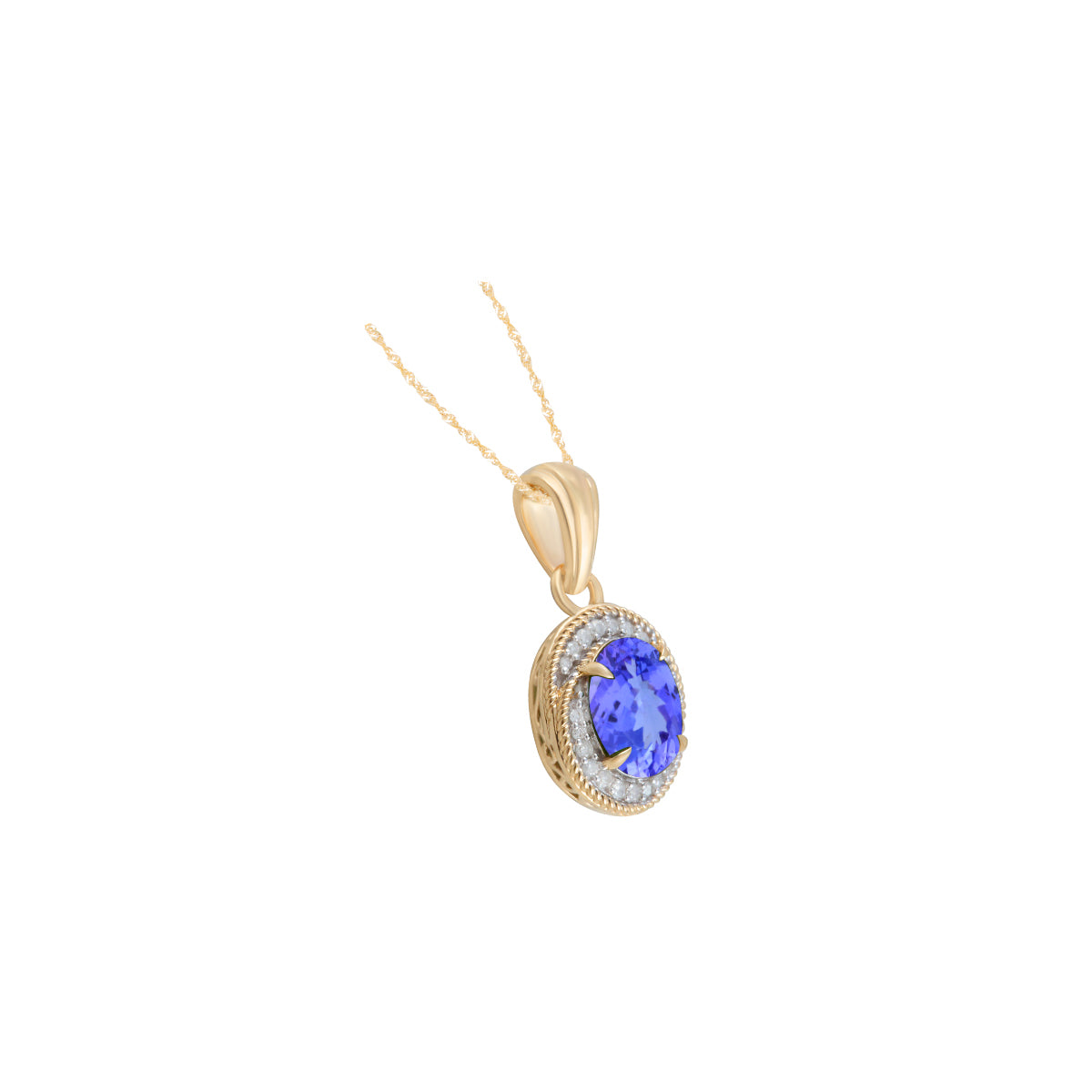 Tanzanite Pendant with White Diamond in 14KT Gold 2.87cts.