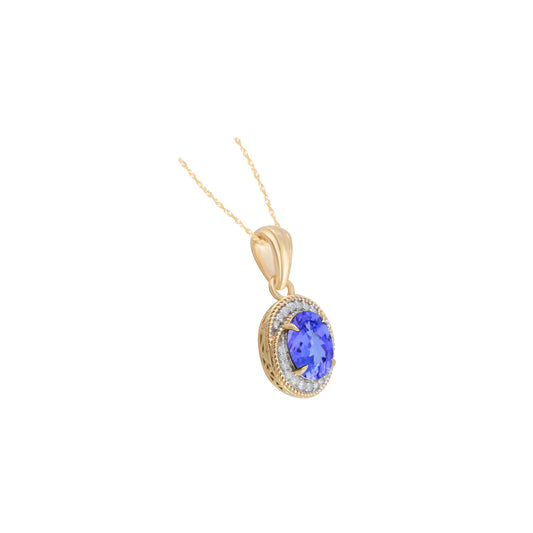 Tanzanite Pendant with White Diamond in 14KT Gold 2.87cts.