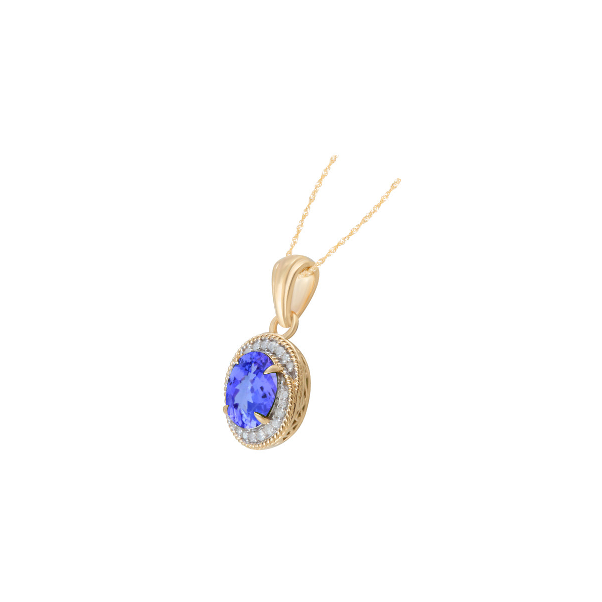 Tanzanite Pendant with White Diamond in 14KT Gold 2.87cts.