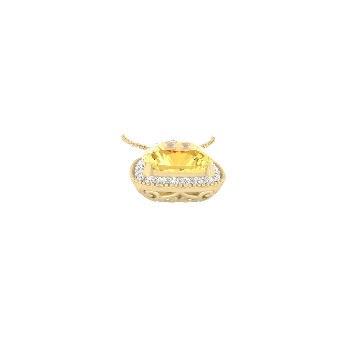 Citrine Pendant with White Diamond in 18Kt Gold 3.20cts