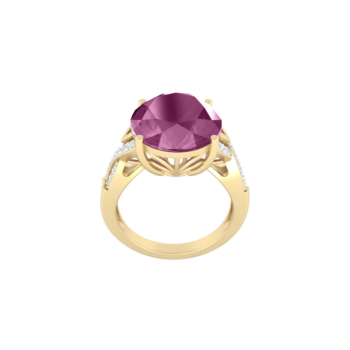 Indian Ruby Ring with White Diamond in 18Kt Gold 7.62cts