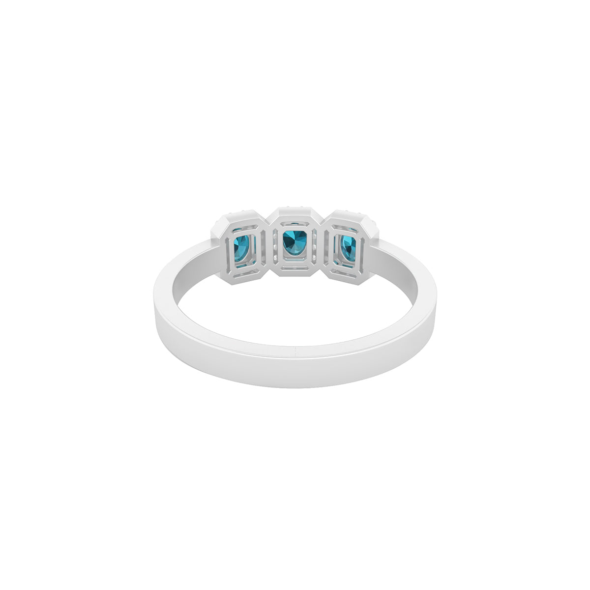 Teal Kyanite Ring with White Diamond in Platinum 950 0.94cts.