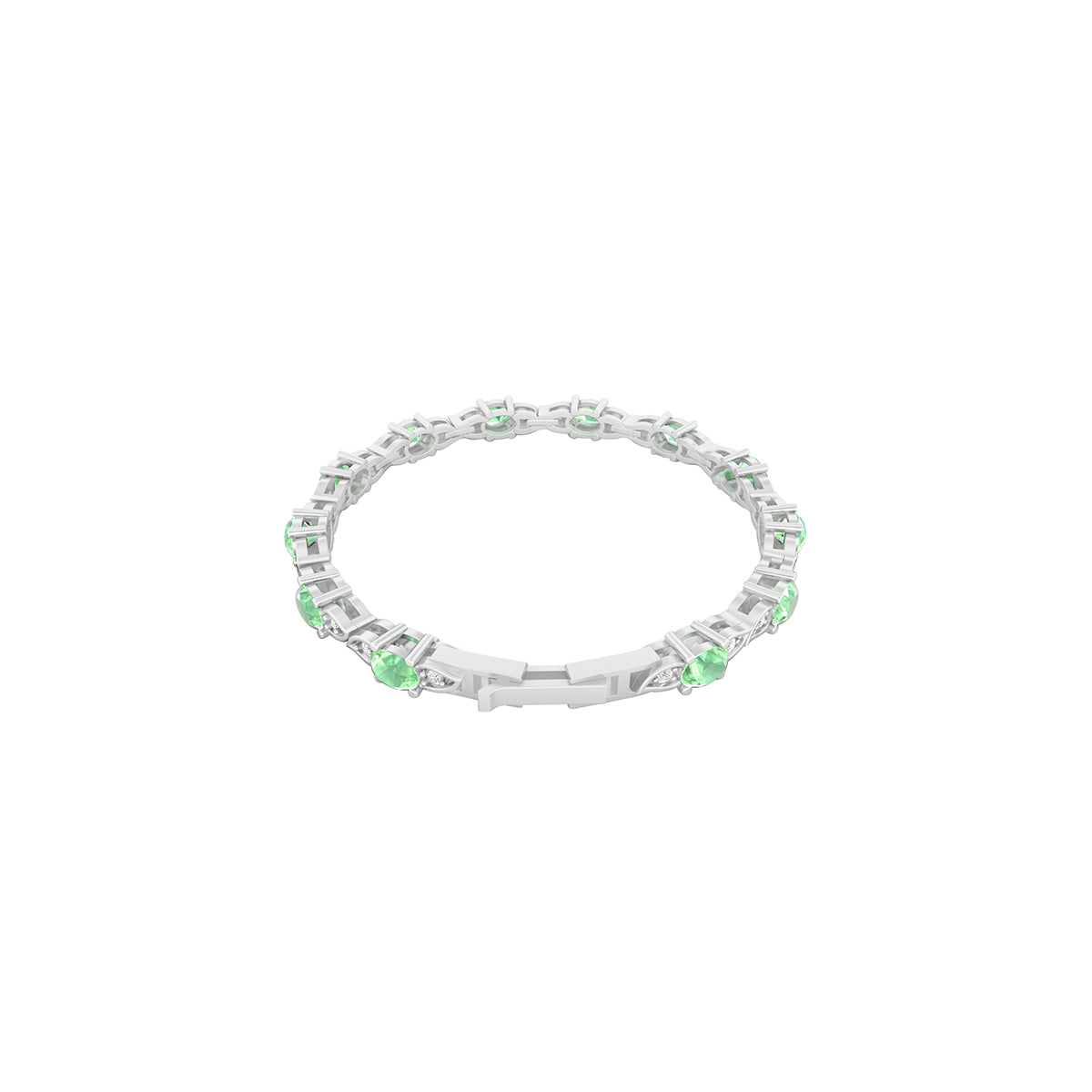 Green Kyanite Bracelet with White Diamond in Platinum 950 5.51cts.