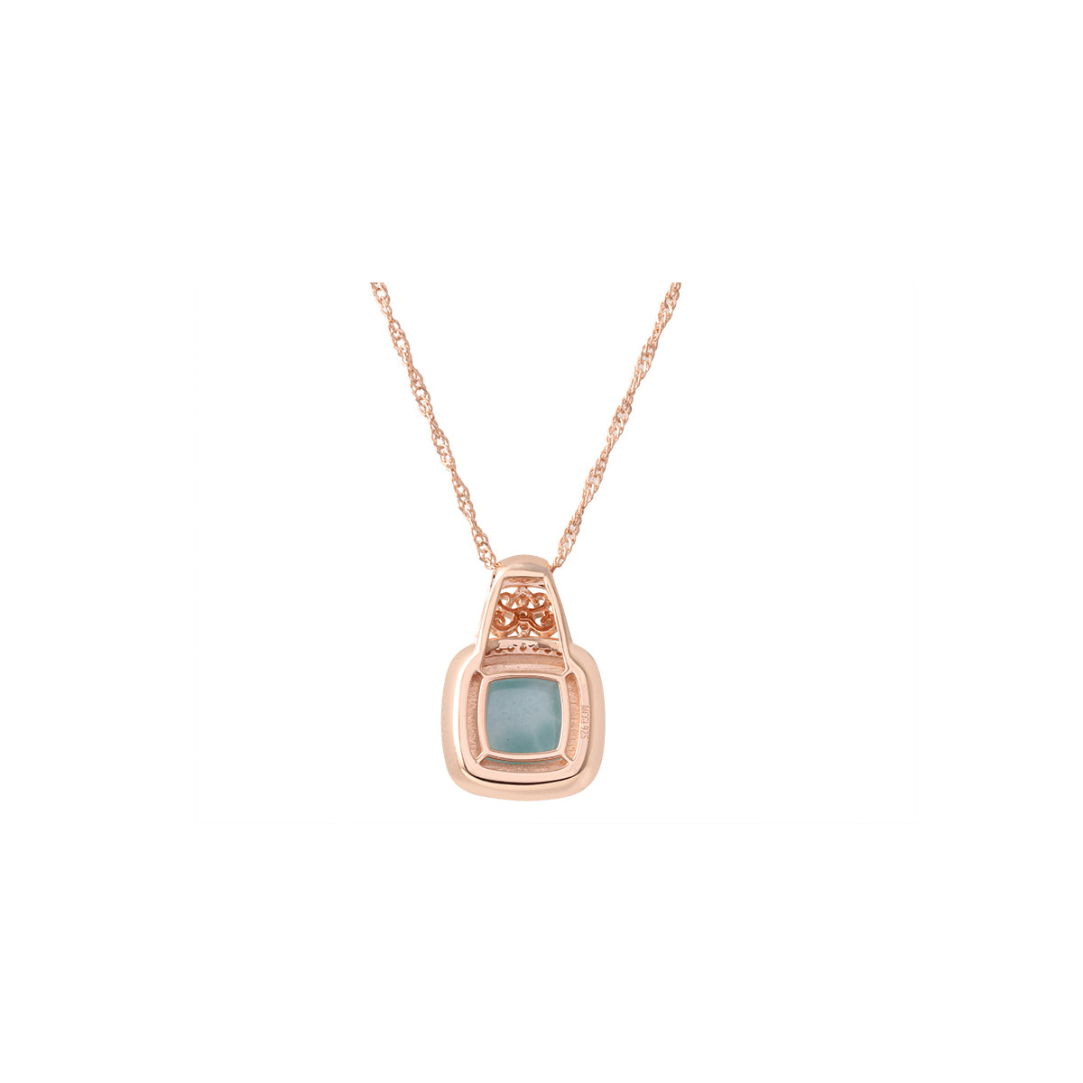 Larimar Pendant with White Diamond in 14KT Rose Gold 5.31cts.