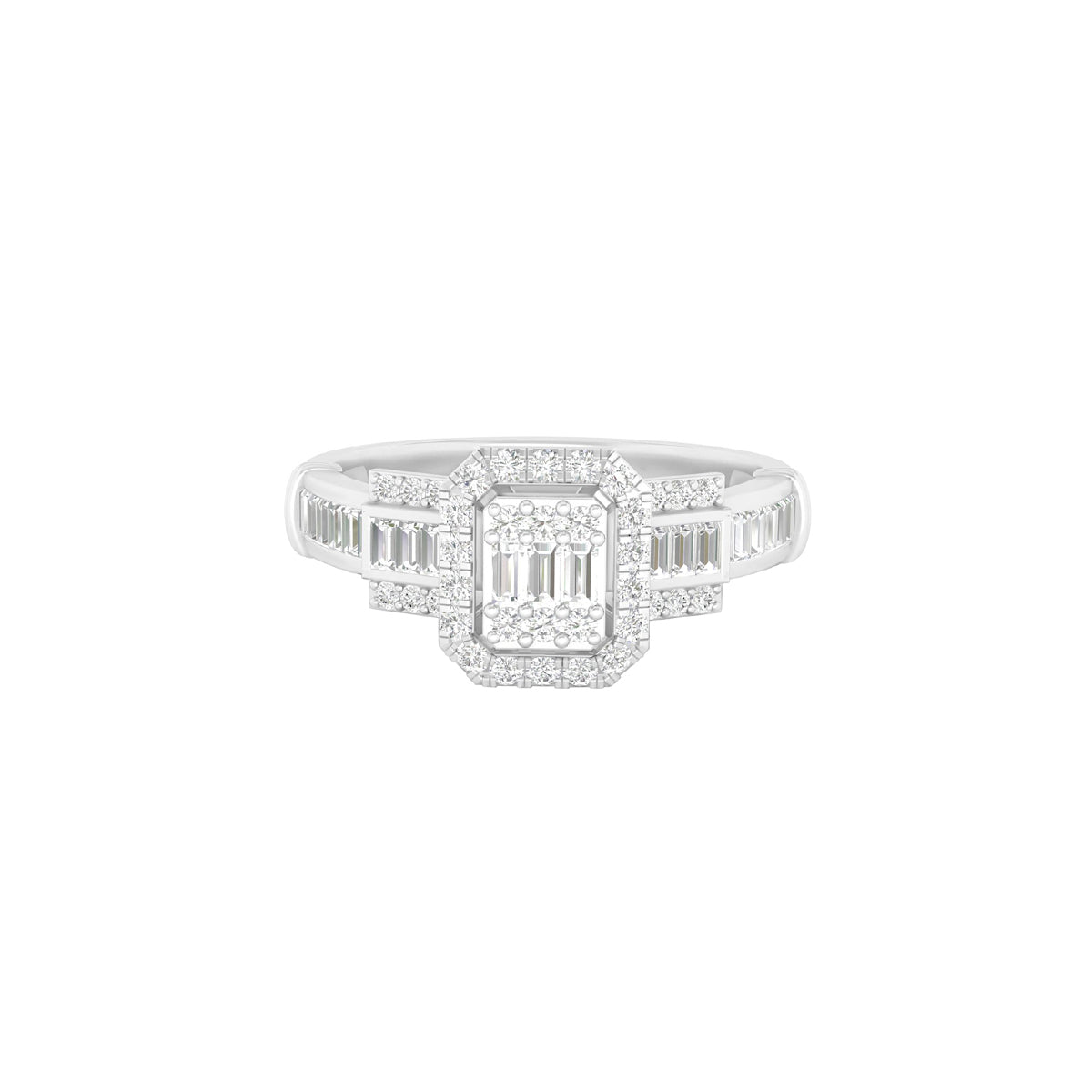 18KT White Gold With White Diamond Engagement Ring 0.52ct