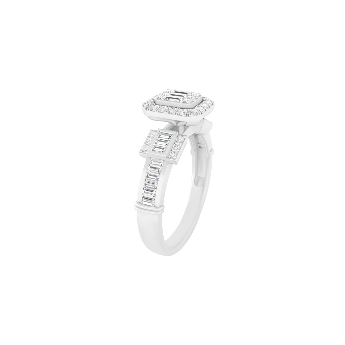 18KT White Gold With White Diamond Engagement Ring 0.52ct