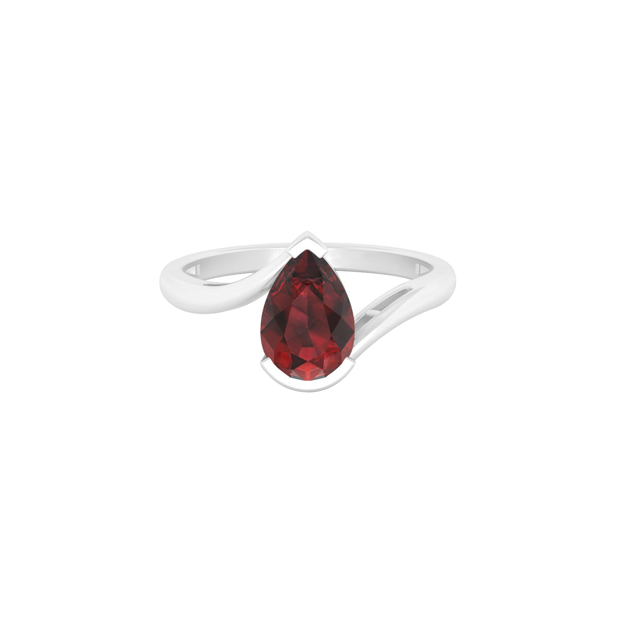 18KT White Gold with Red Garnet Ring 1.45ct