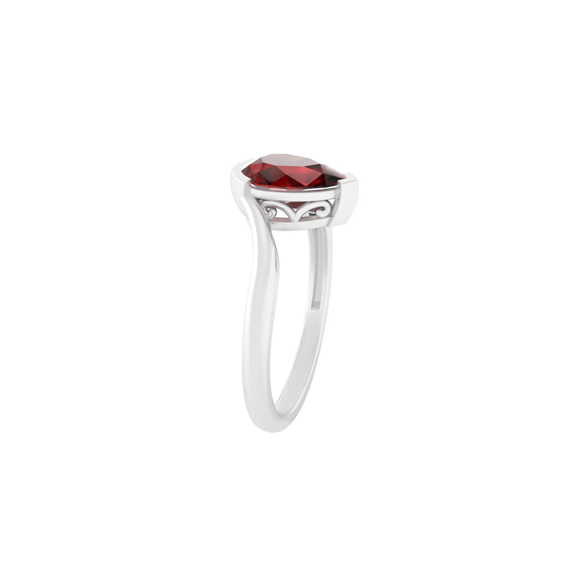 18KT White Gold with Red Garnet Ring 1.45ct
