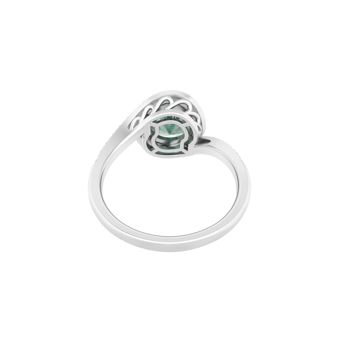 Green Amethyst Ring with White Diamond in 18Kt White Gold 2.20cts