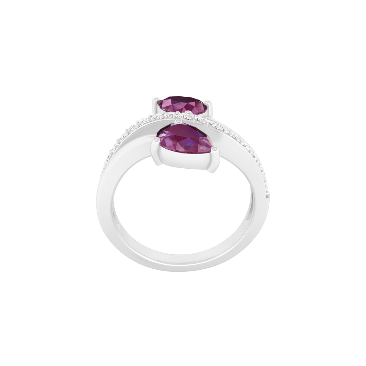 Indian Ruby Ring with White Diamond in 18Kt White Gold 2.17cts