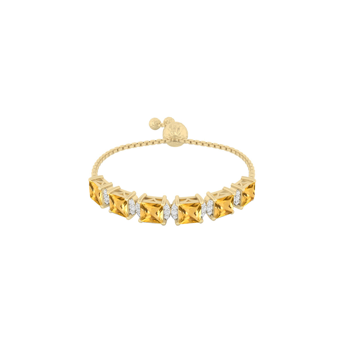 Citrine Slider Bracelet with White Diamond in 18Kt Gold 3.73cts