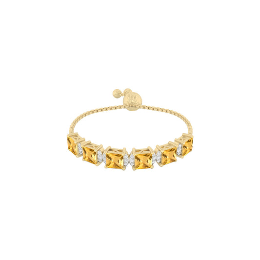 Citrine Slider Bracelet with White Diamond in 18Kt Gold 3.73cts