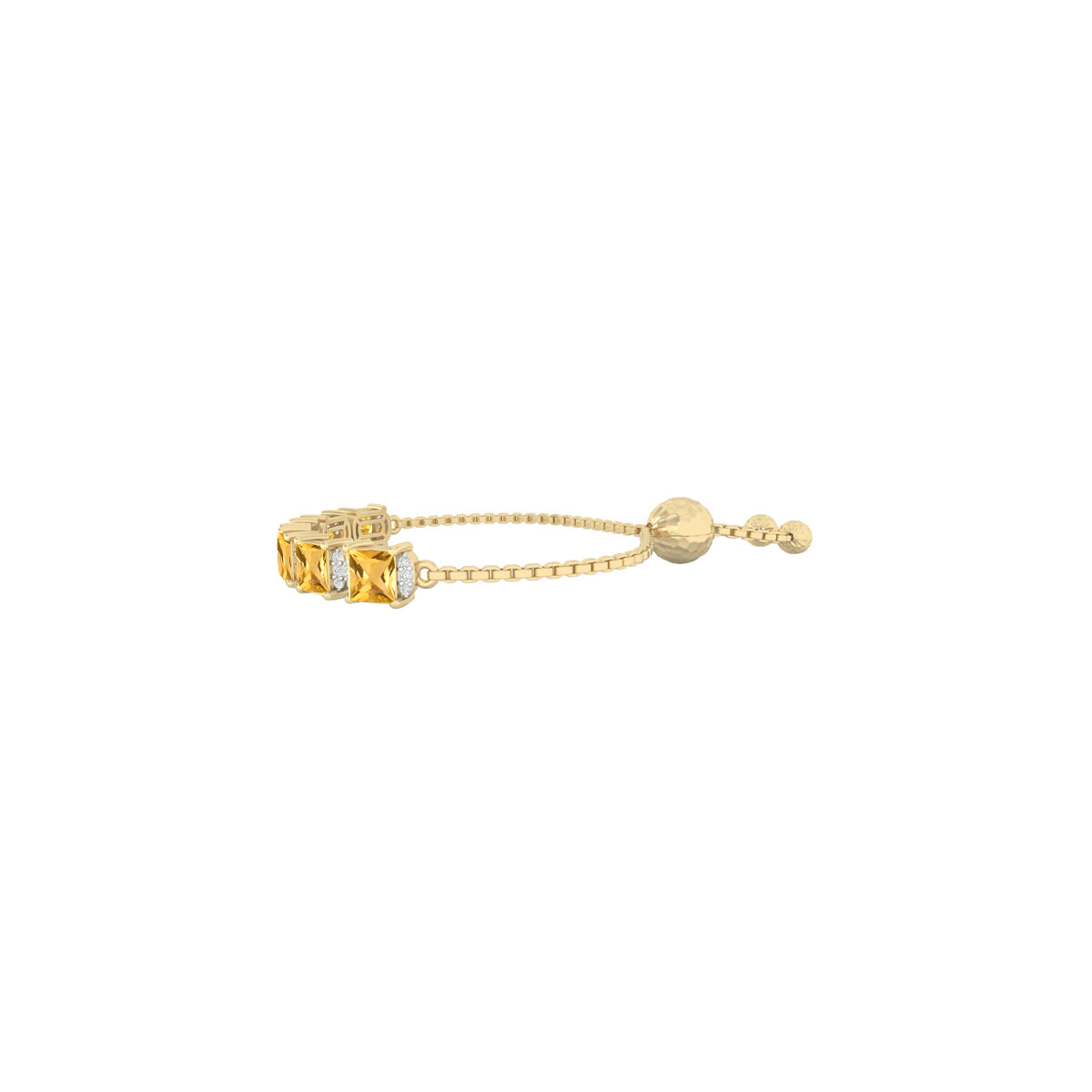 Citrine Slider Bracelet with White Diamond in 18Kt Gold 3.73cts