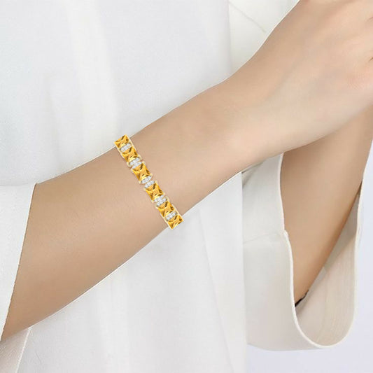 Citrine Slider Bracelet with White Diamond in 18Kt Gold 3.73cts