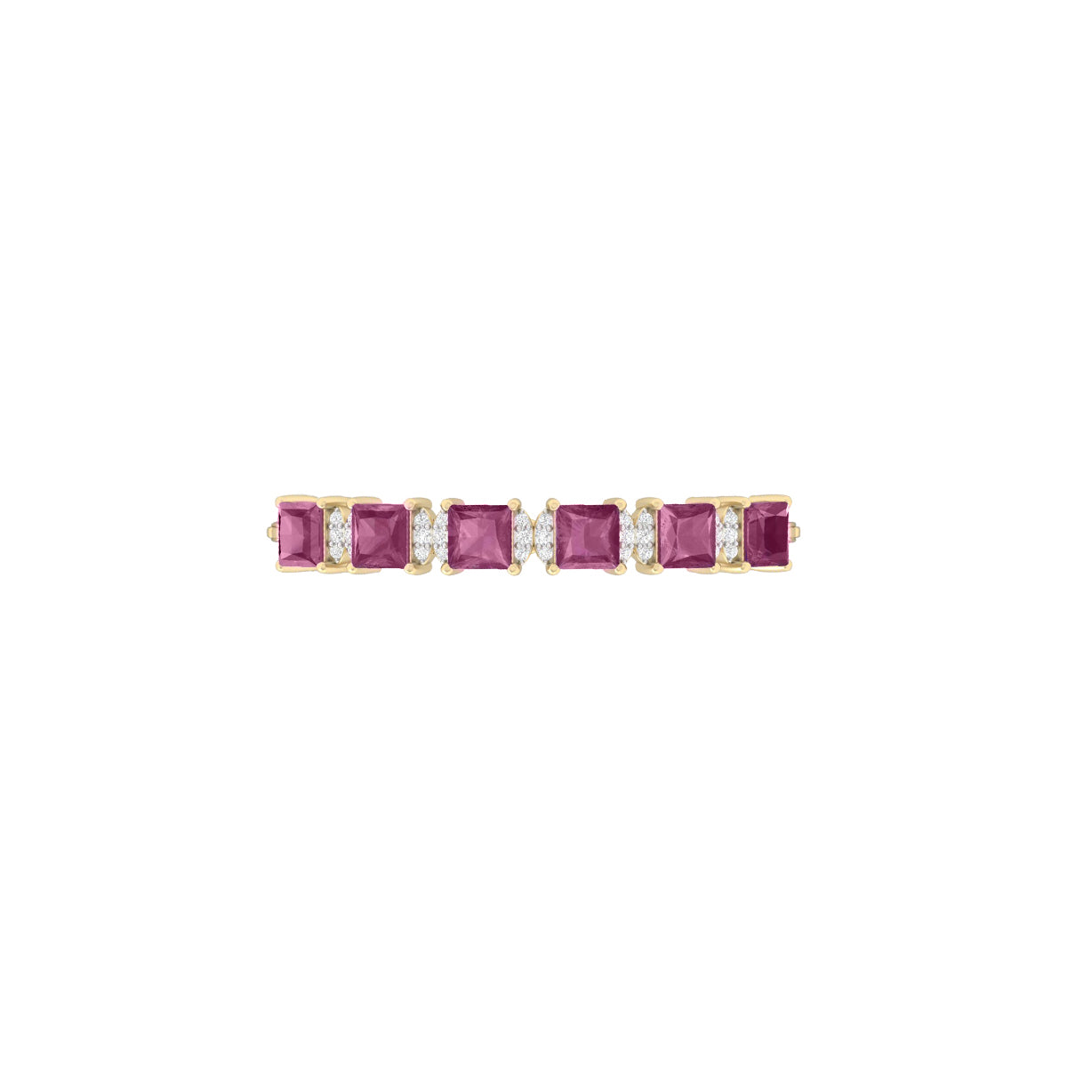 Glass Filled Ruby Slider Bracelet with White Diamond in 18Kt Gold 5.95cts